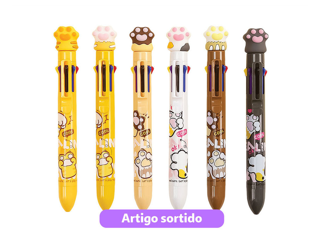 Esferográfica cute pata gato 8 cores modelos sortidos