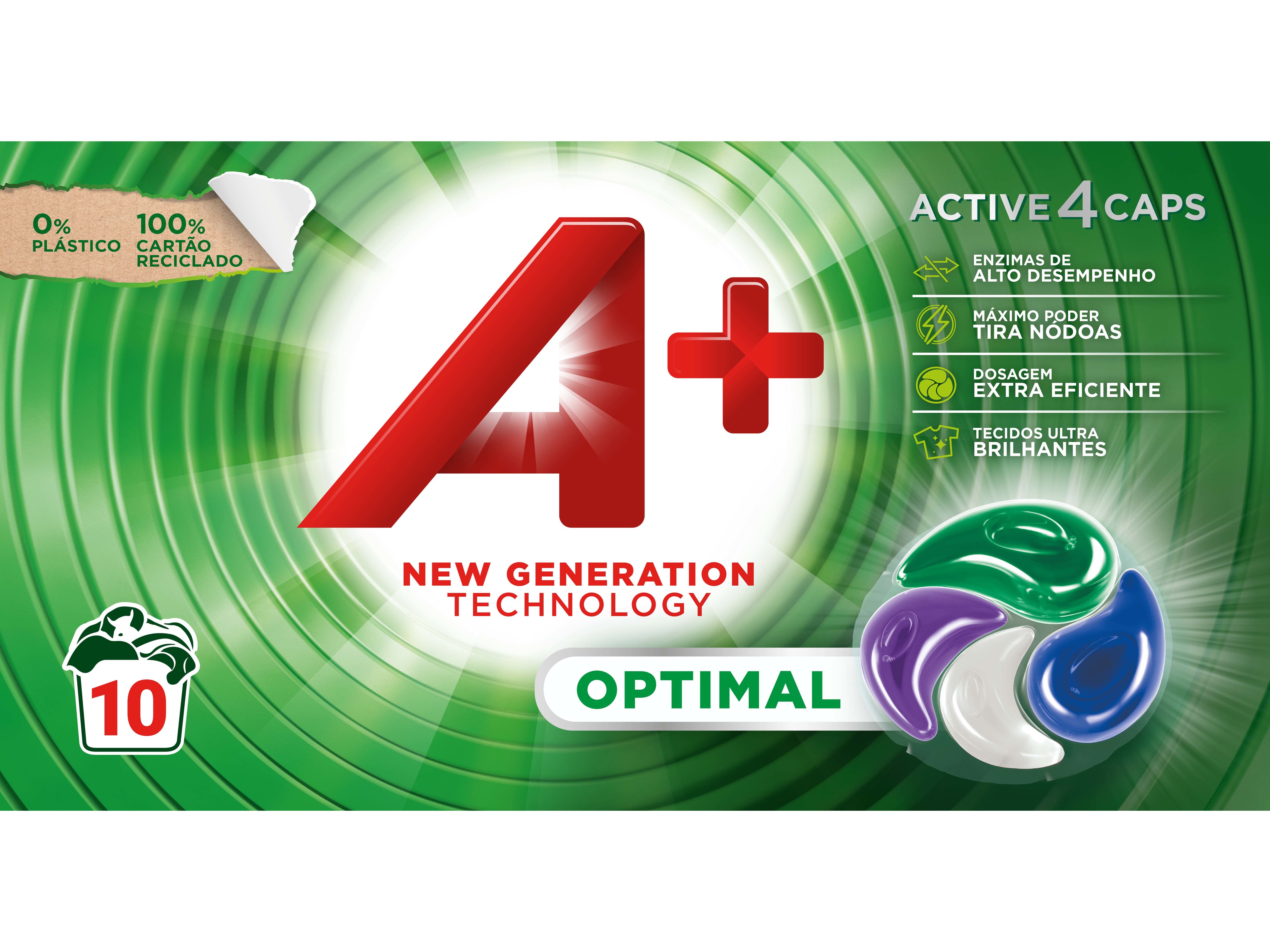 Detergente Roupa Máquina Cápsulas A+ Optimal 10 Doses