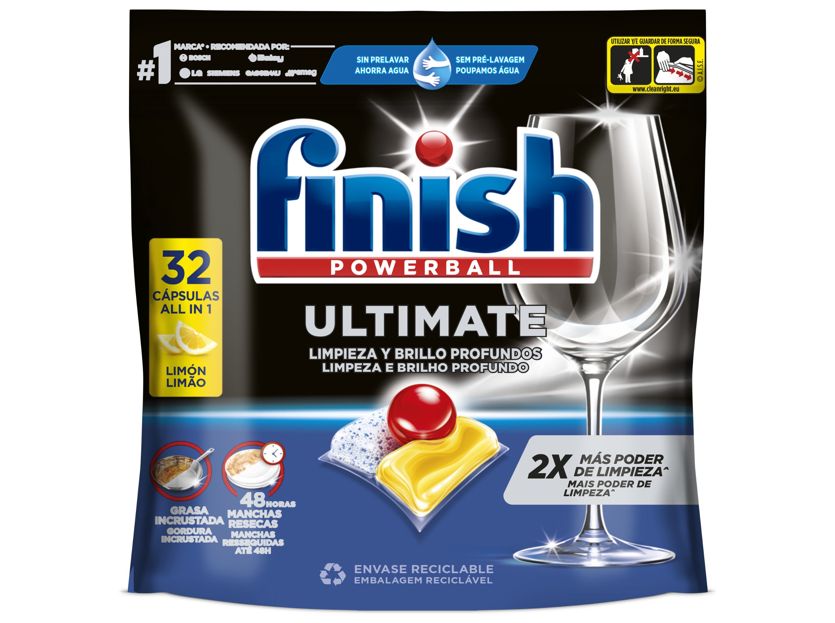 Detergente Loiça Máquina Finish Ultimate Limão 32pastilhas