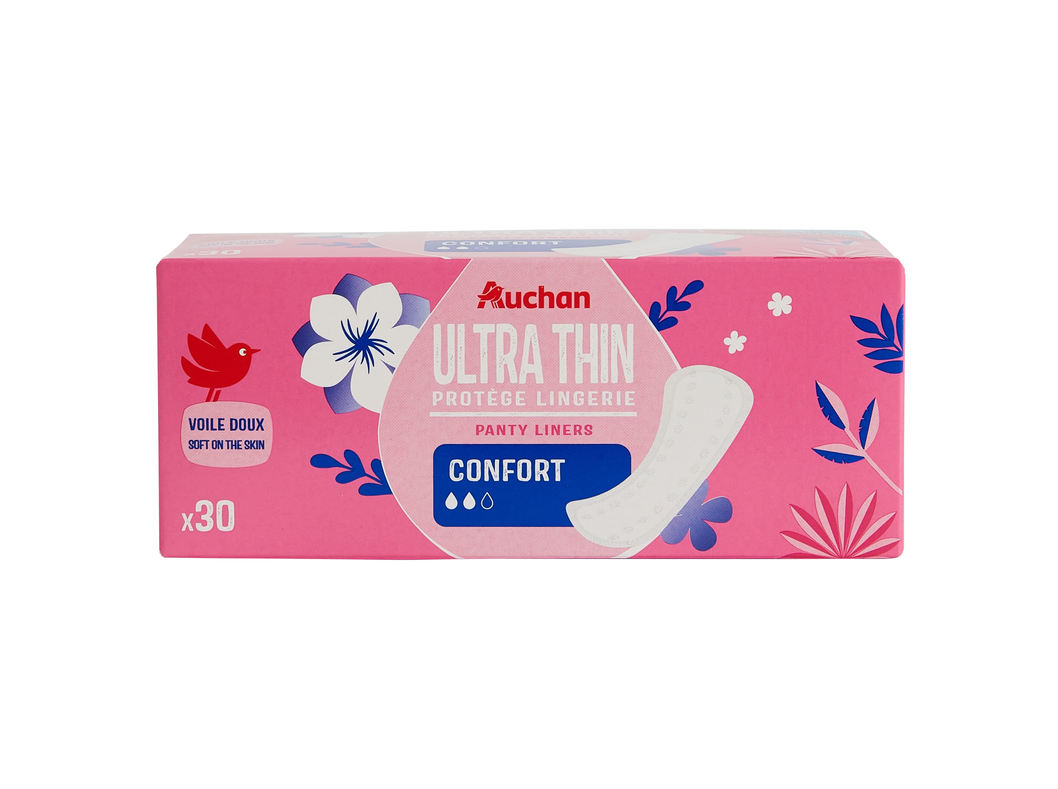 Pensos diários auchan ultra fino normal 30un