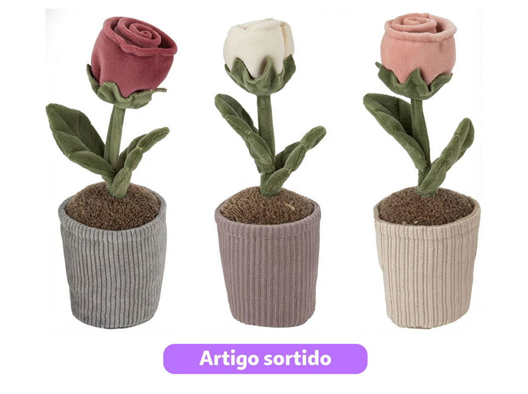 Peluche vaso de rosa do art 24 cm cores sortidas