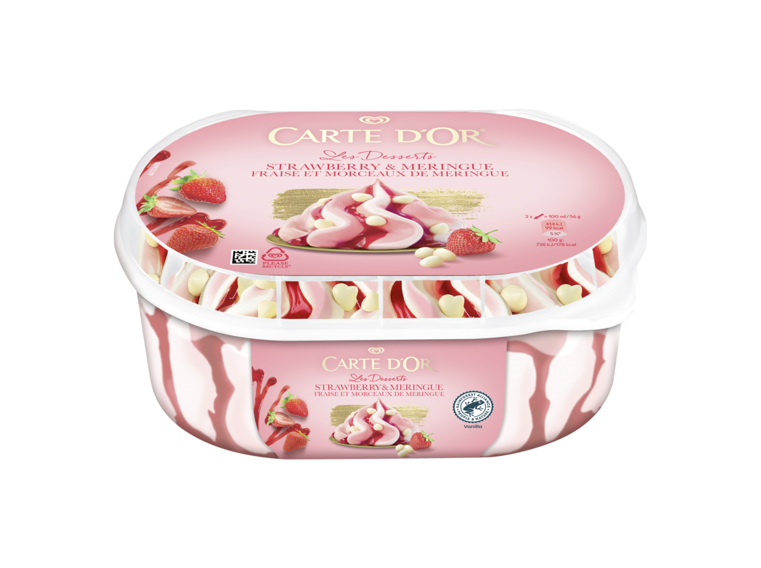 Gelado carte d'or morango merengue 825ml