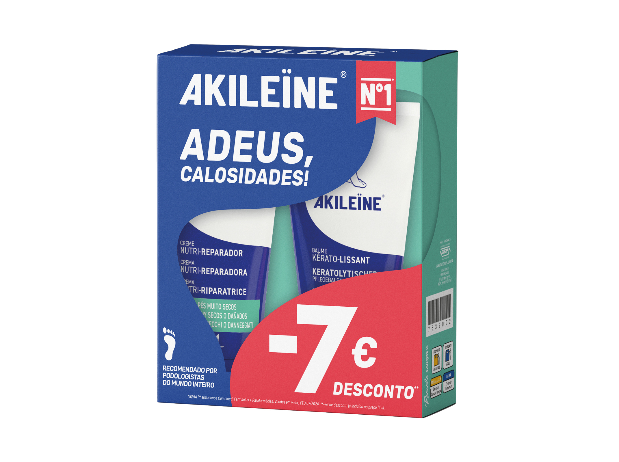 Creme akileine nutri+querato 75ml+75ml -7desc