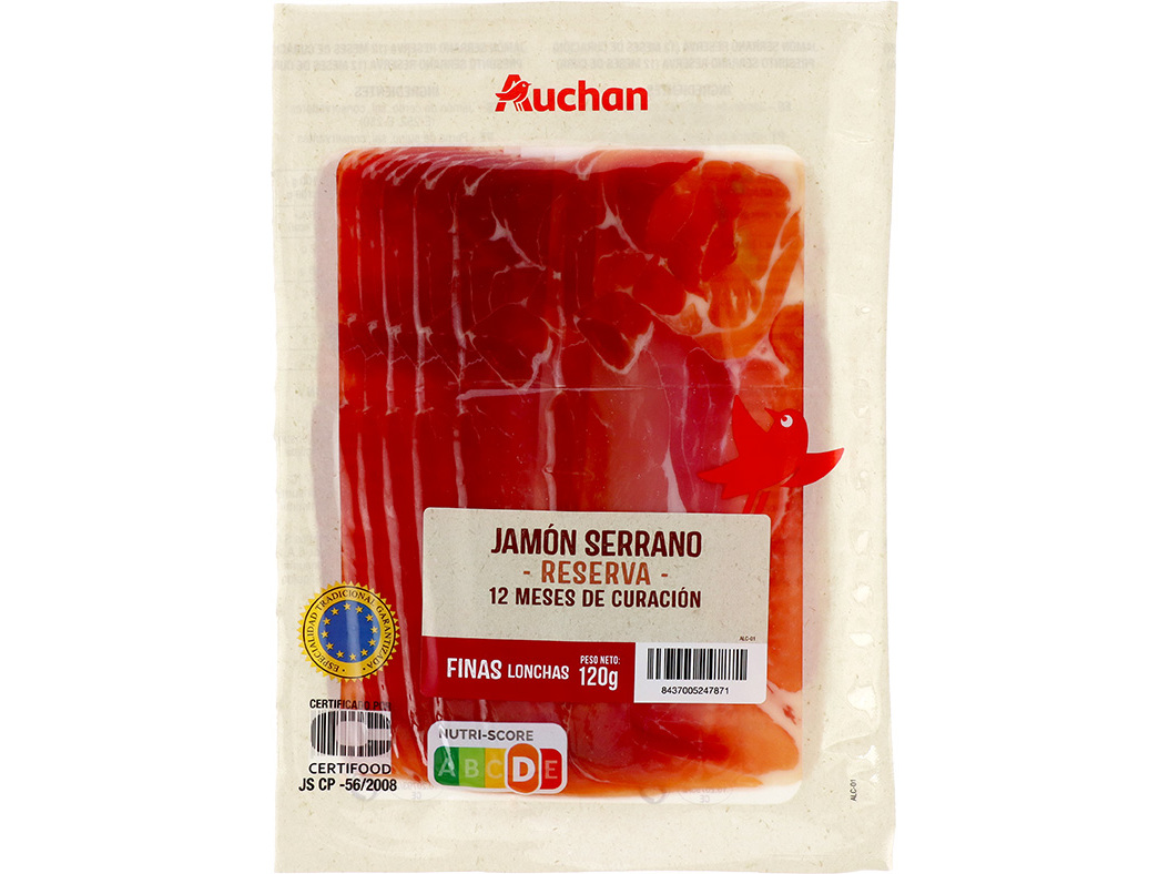 Presunto serrano auchan cura 12 meses fatias 120g