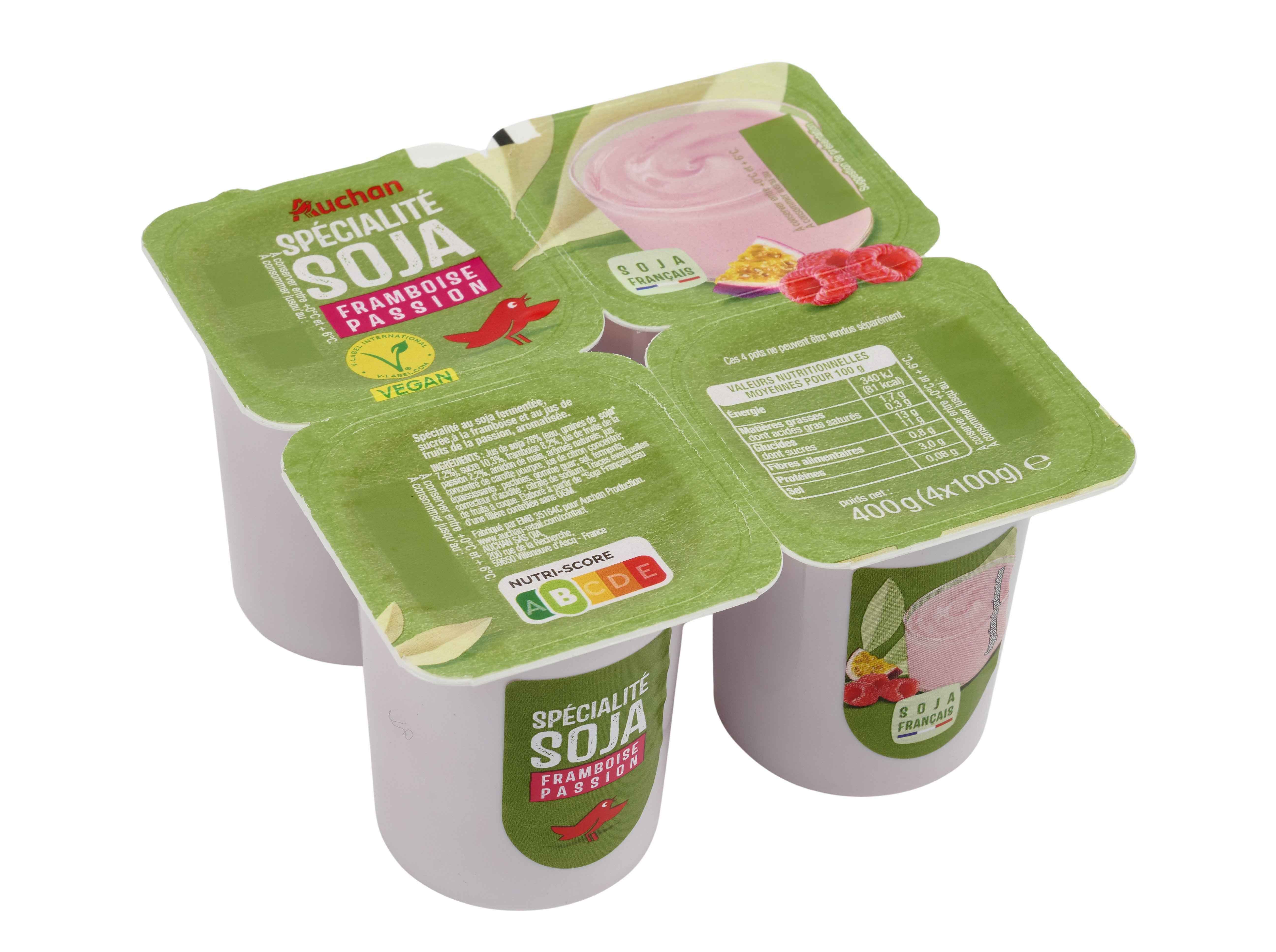 Preparado Auchan De Soja Framboesa E Maracujá 4x100g | Auchan