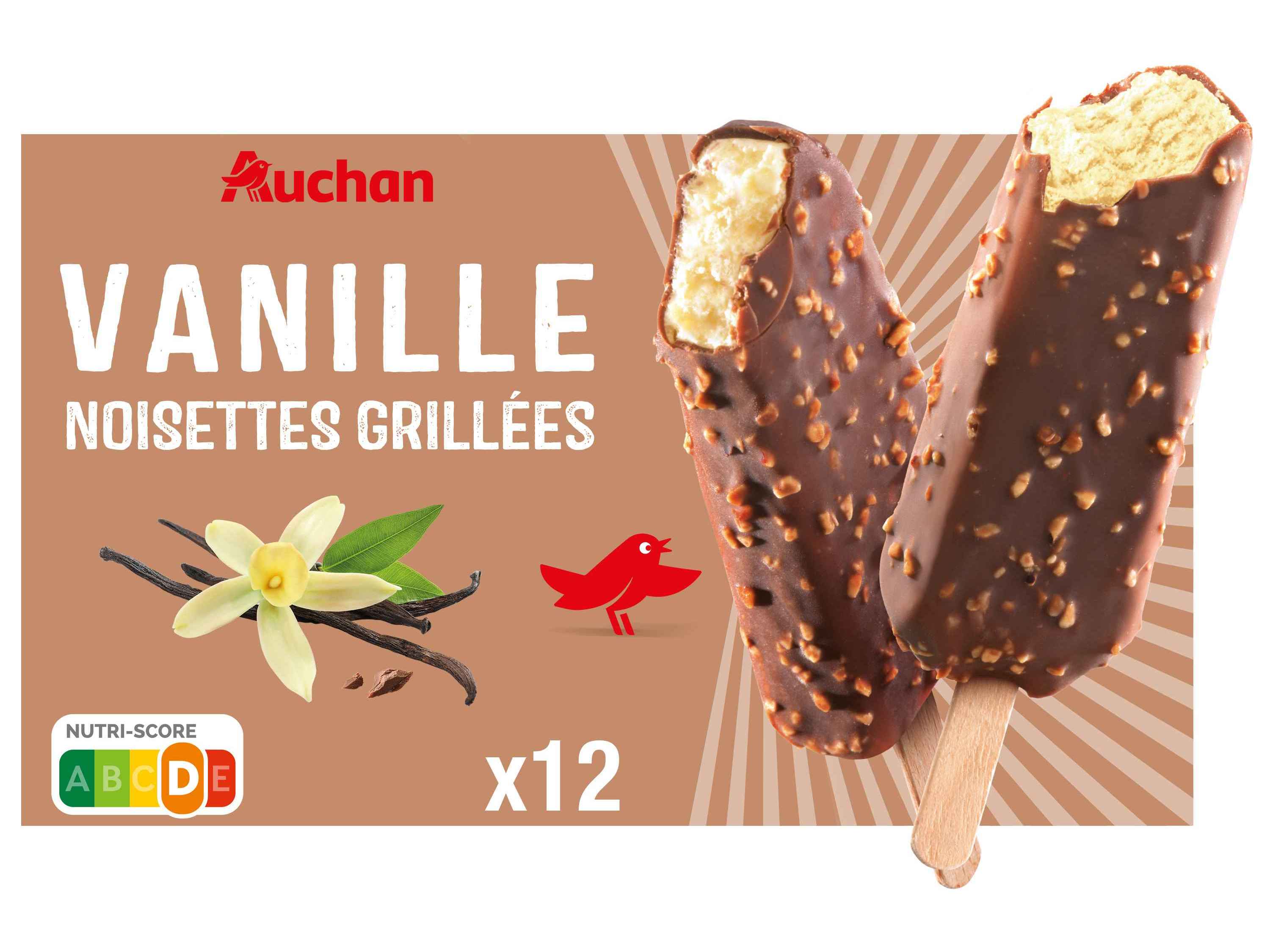 Gelado Palito Auchan Baunilha C/avelã 12x60ml Auchan