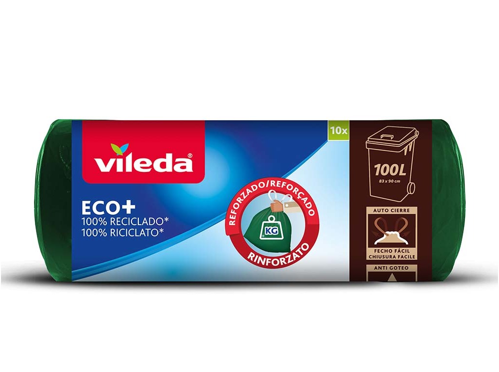 Sacos lixo vileda 100% reciclado 100l 10un