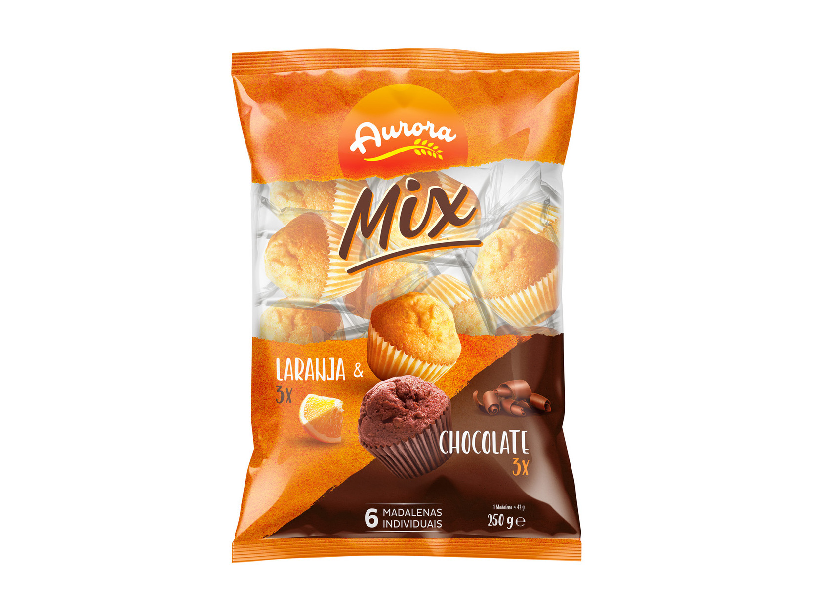 Madalenas aurora mix laranja e chocolate 250g
