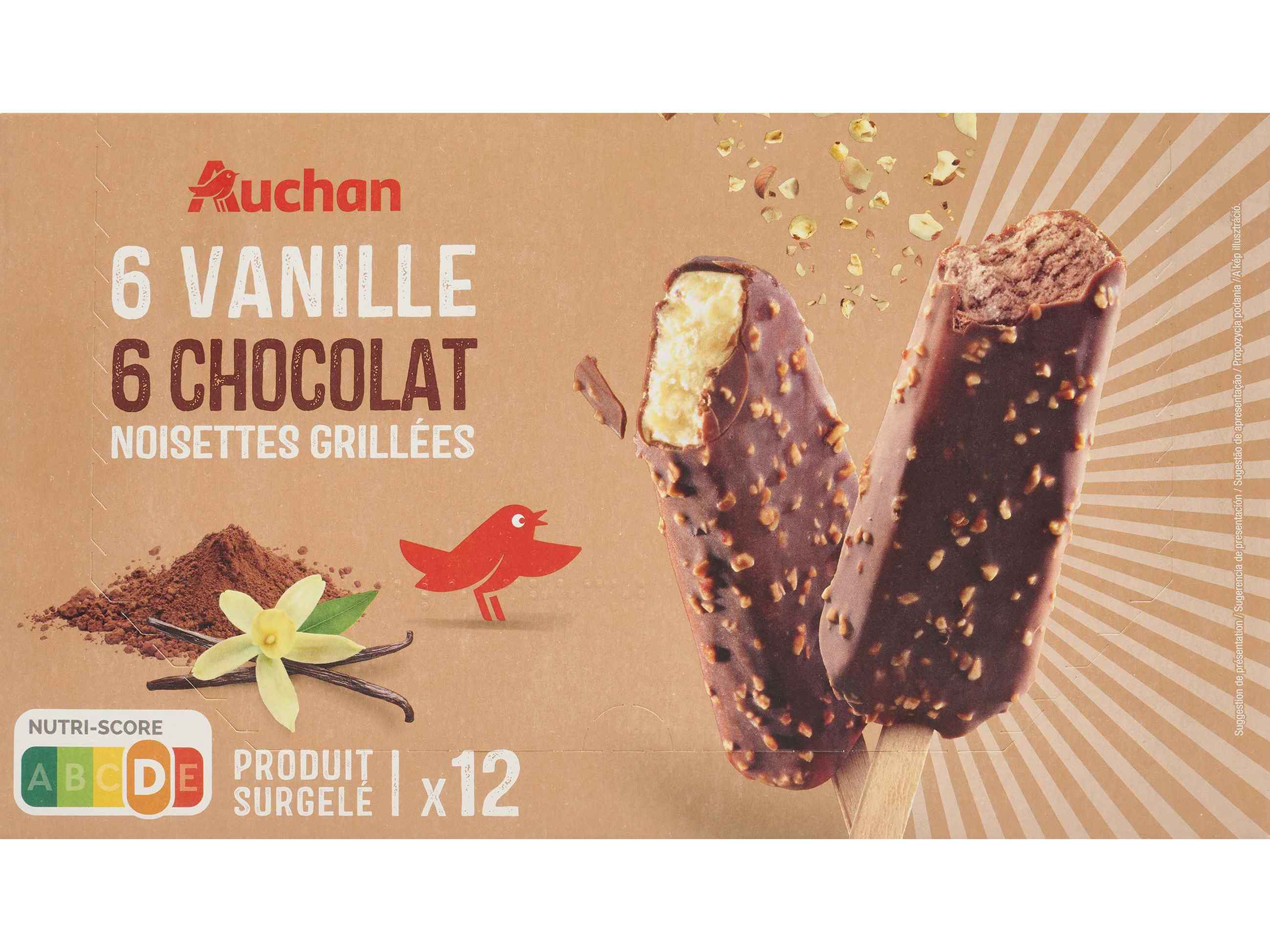 Gelado Palito Auchan Baunilha Chocolate 12x60ml Auchan