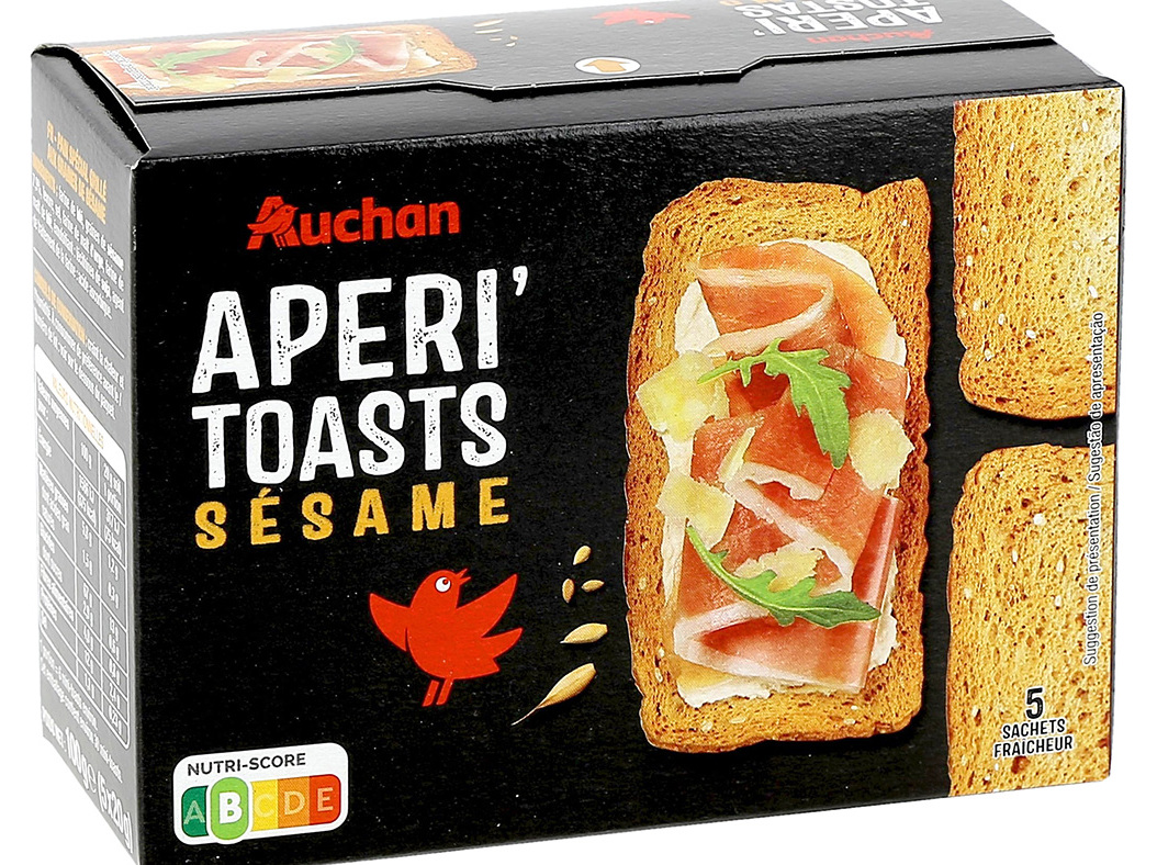 Tostas Auchan Finas Trigo Com Sésamo Sem Óleo Palma 100g Auchan