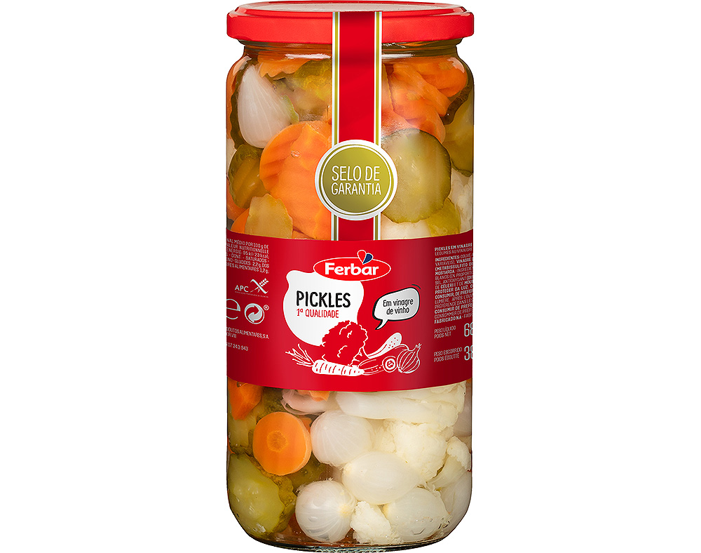 Pickles ferbar em vinagre 680(380)g