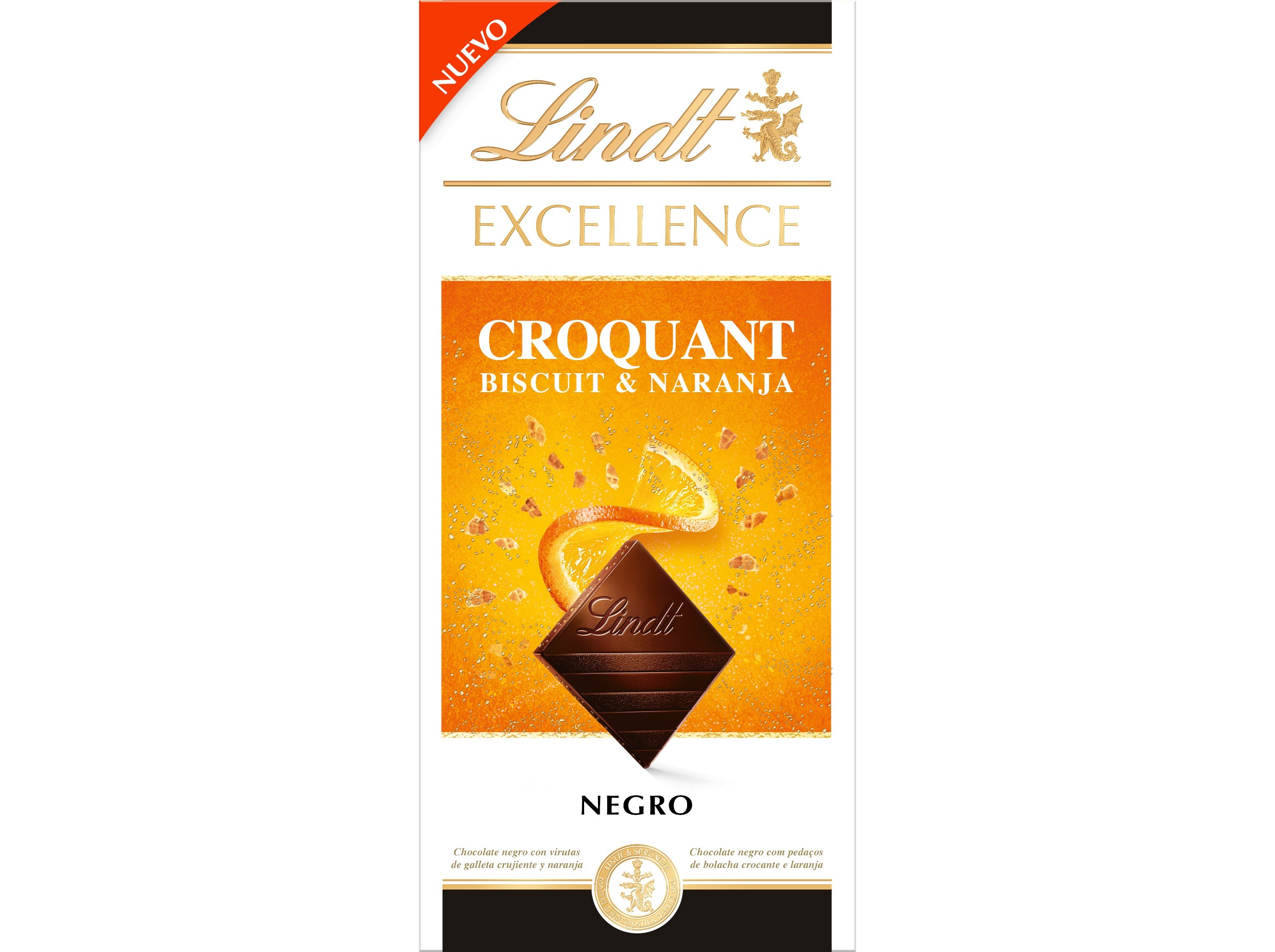 Chocolate Lindt Excellence Croquant Biscuit Laranja 100g