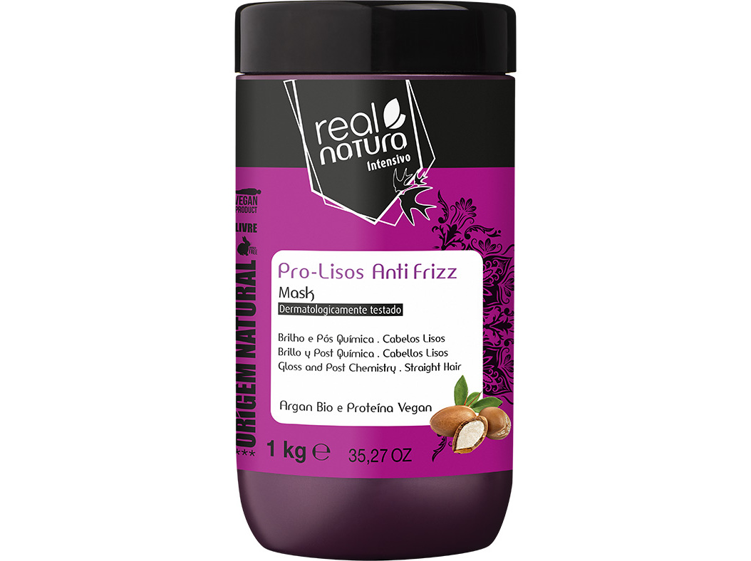 Máscara sem sal real natura pro-lisos anti frizz 1kg