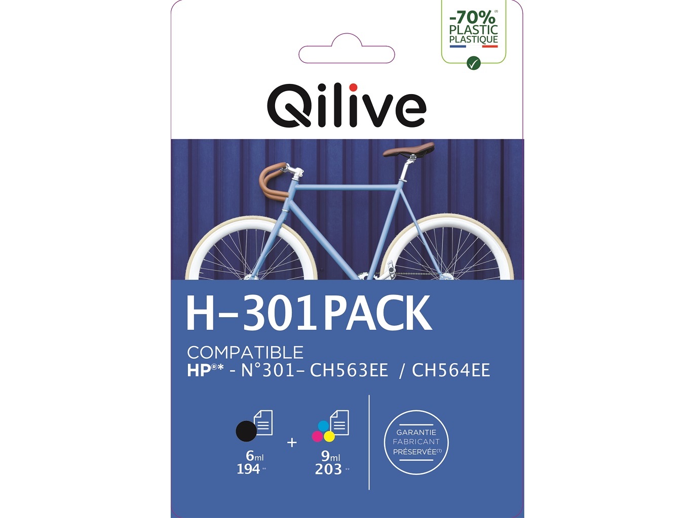 Tinteiro compat/recicl qilive h-301 pack b+cmy hp