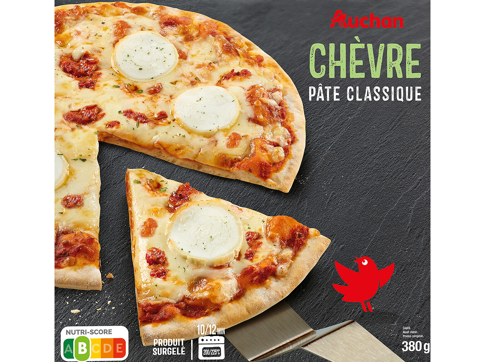 Pizza auchan massa clássica queijo cabra 380g
