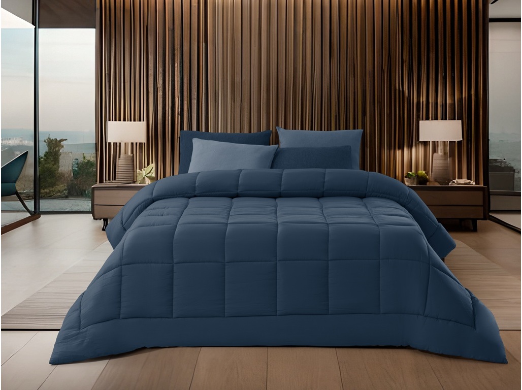 Edredão microfibra homespecial liso azul 220x240cm