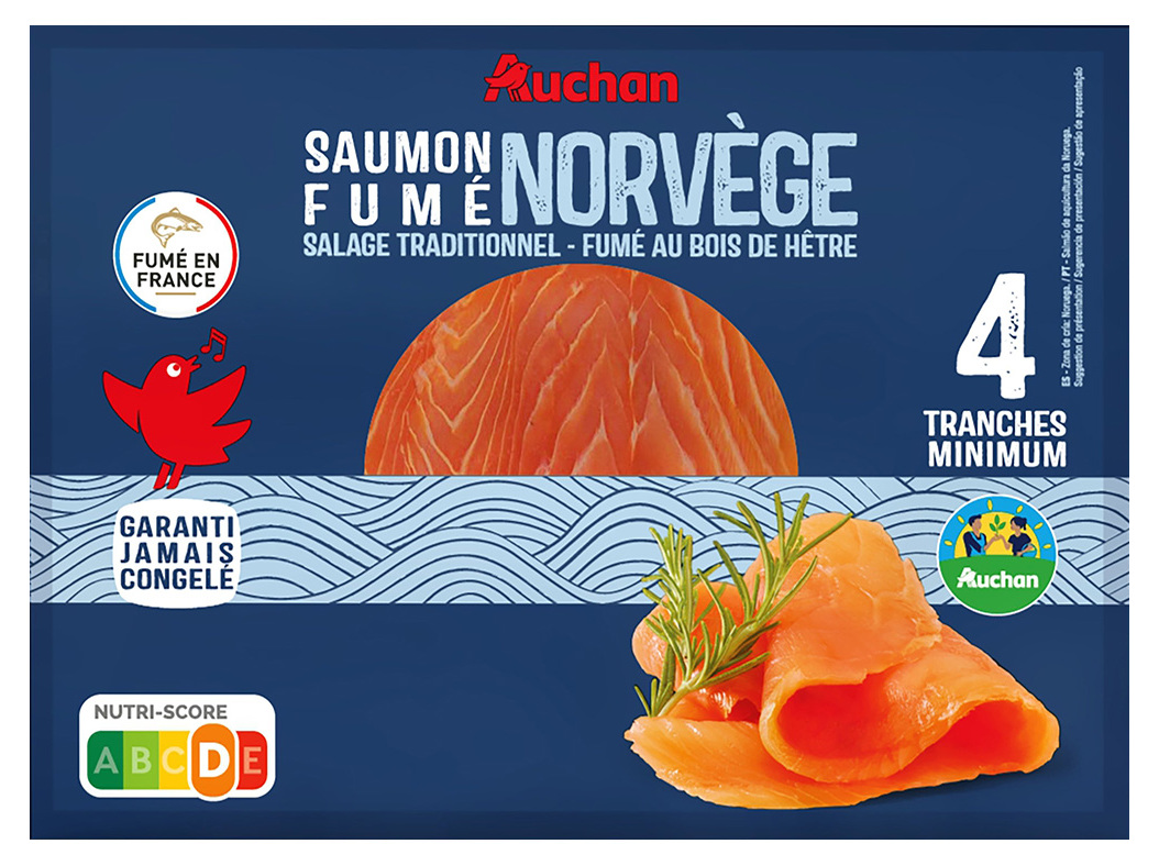 Salmão fumado da noruega auchan cultivamos o bom 130 g