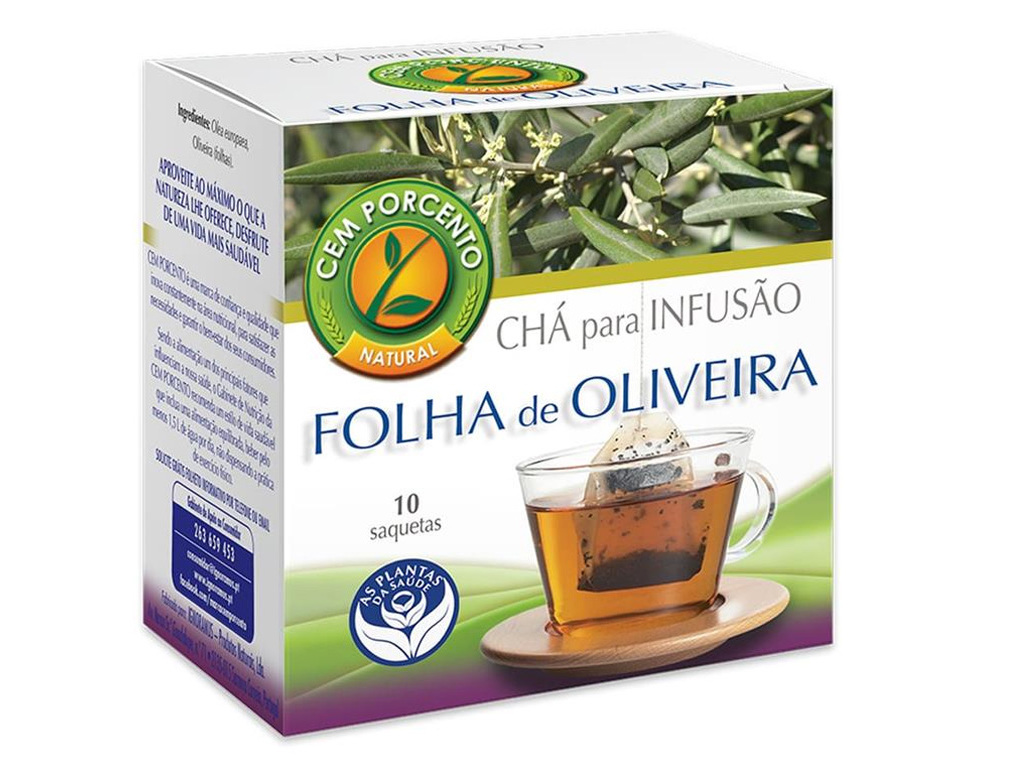 Chá Cem Porcento Folha Oliveira 10 Saquetas Cem Porcento