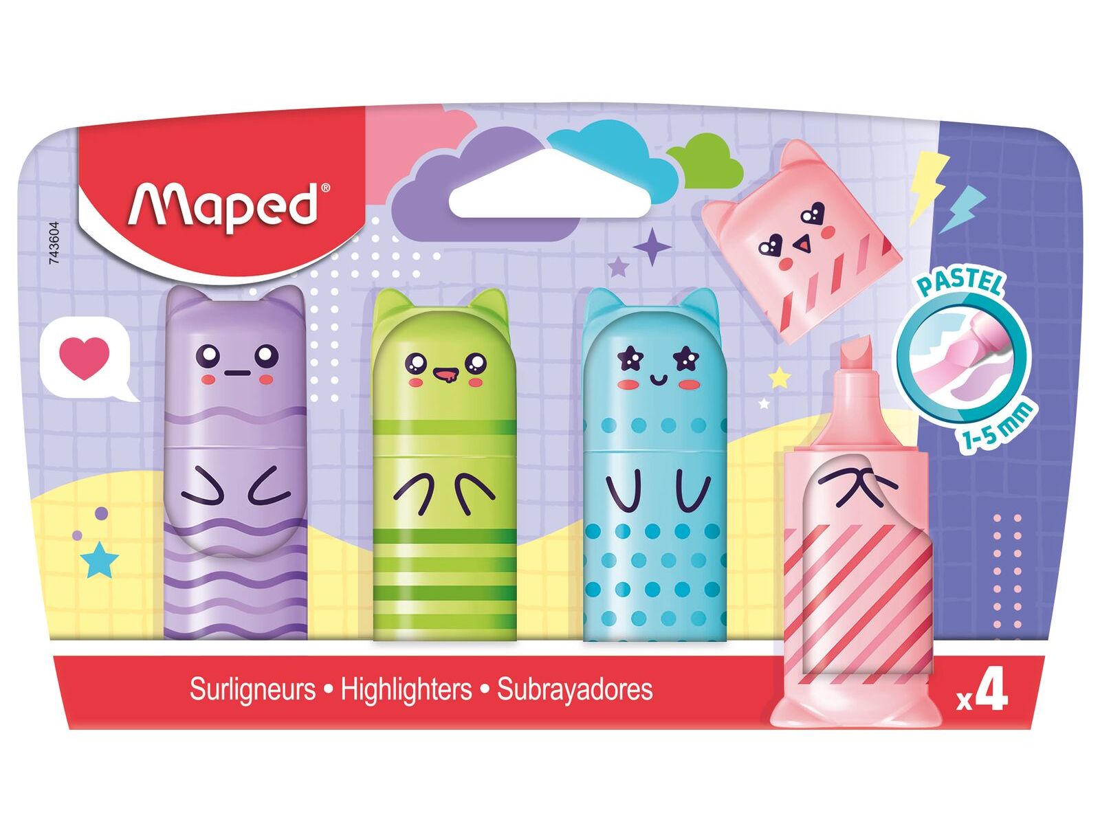 Conjunto 4 mini sublinhadores maped pastel