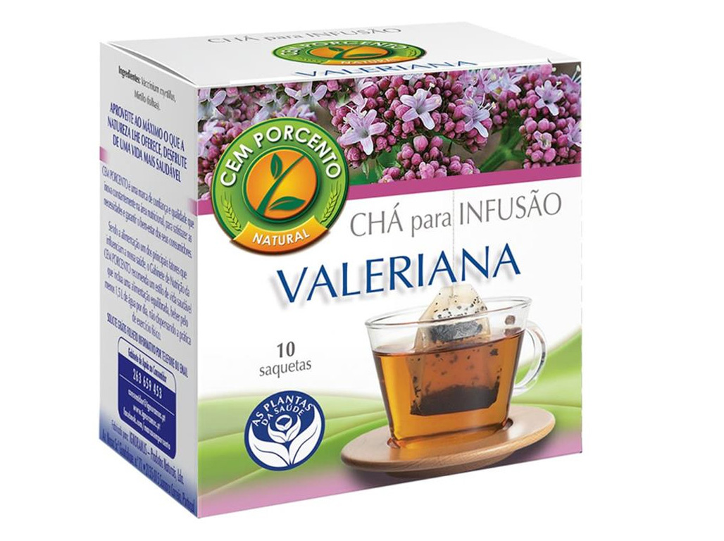 Chá Cem Porcento Valeriana 10 Saquetas Cem Porcento