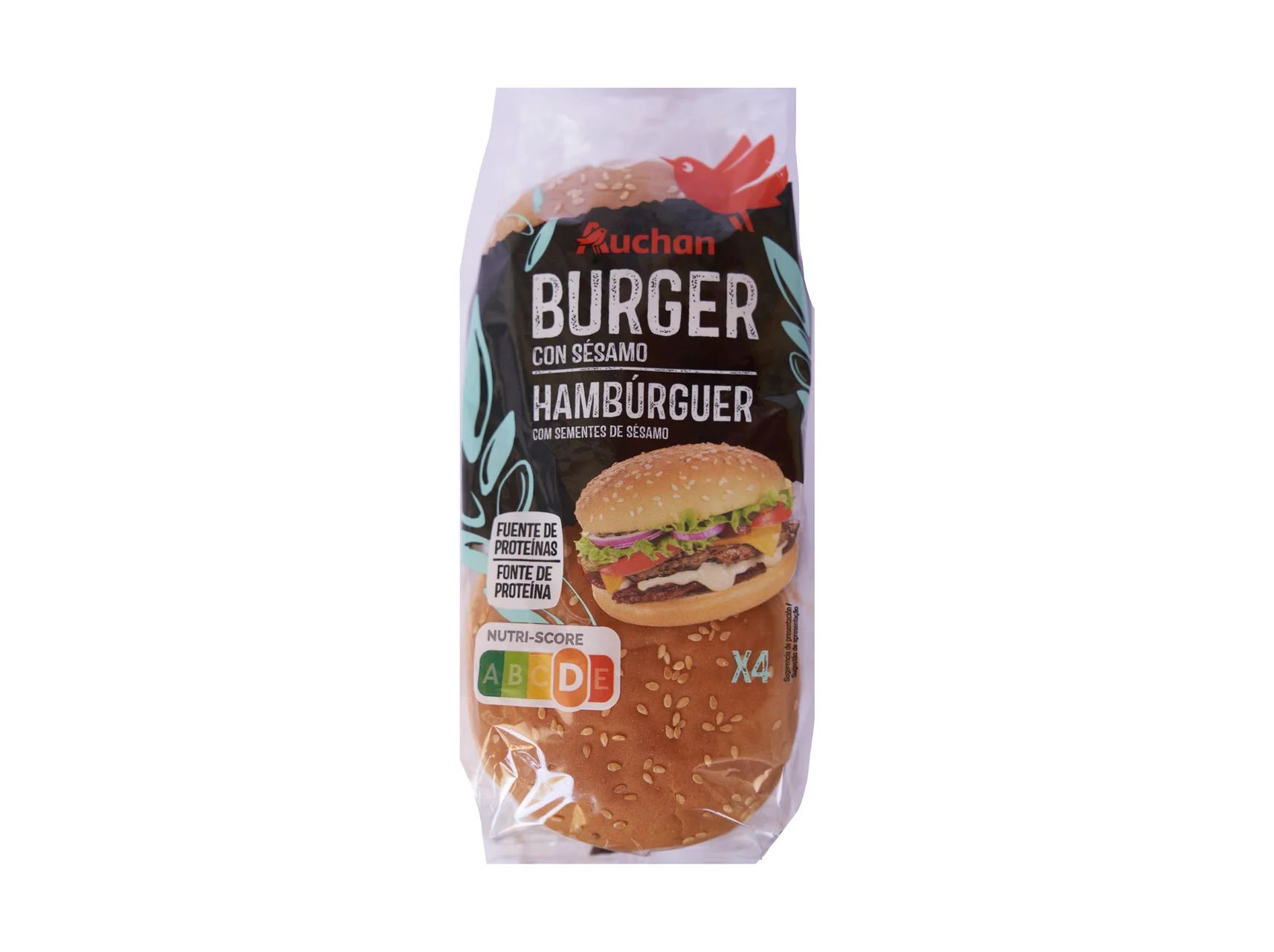 Pao Hamburguer Auchan Com Sésamo 4 Un 200g Auchan