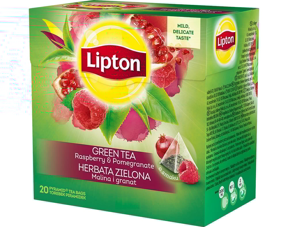 Infusão Lipton Pyramides Green Framboesa E Romã 20 Saquetas