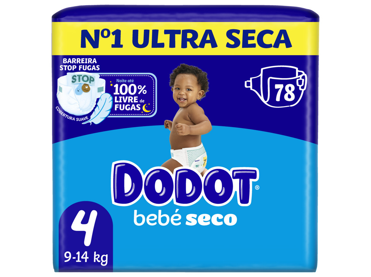 Fraldas dodot bebé seco t4 9-14 kg 78 un