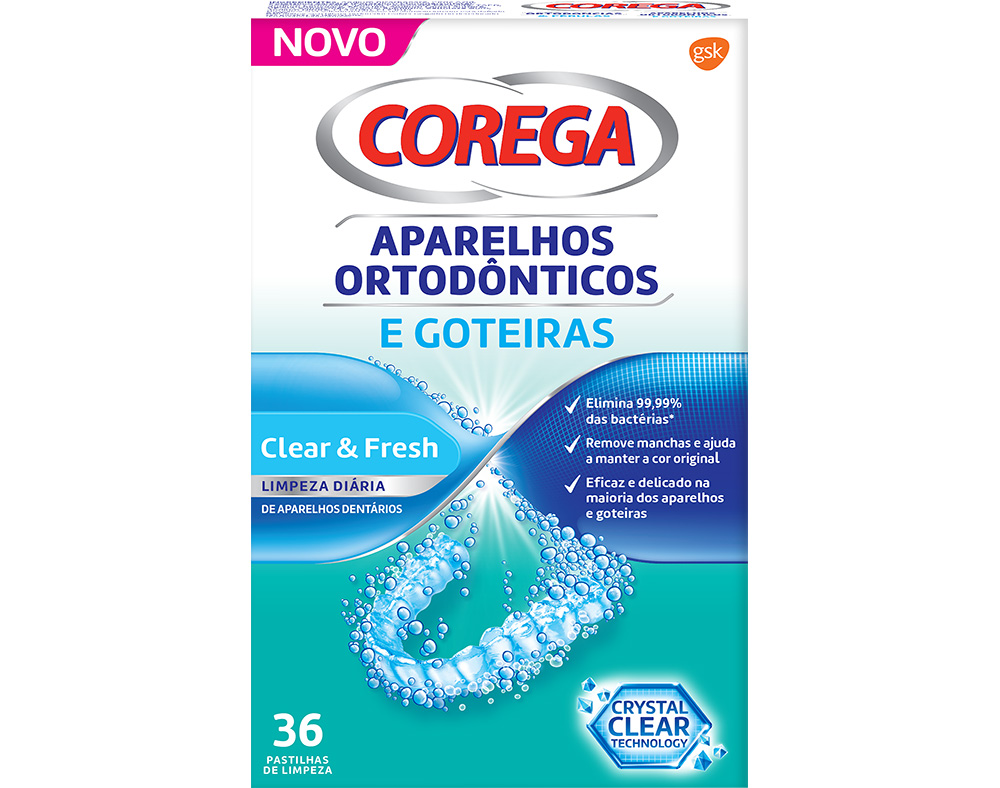 Pastilhas limpeza corega apar.ortodôntico/goteiras 36un